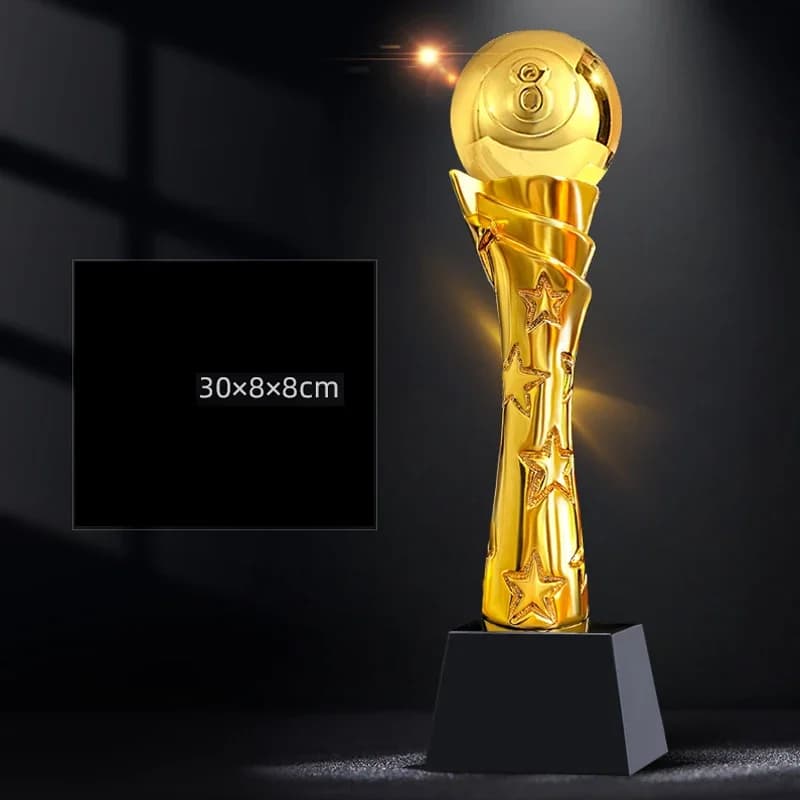 Custom Gold Plated Resin Trophy for Billiards Volleyball Gold Silver Copper Awards for Optional Events Home Decorations Honor, 1 Piece