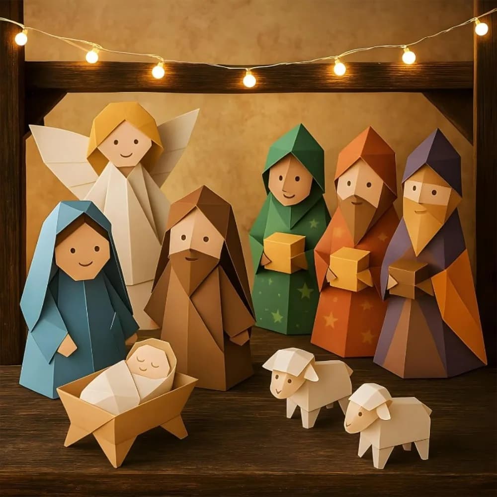 3D Christmas Nativity Craft Kit – DIY Paper Holy Family Scene with Jesus, Mary & Joseph, Fun Origami Activity for Kids