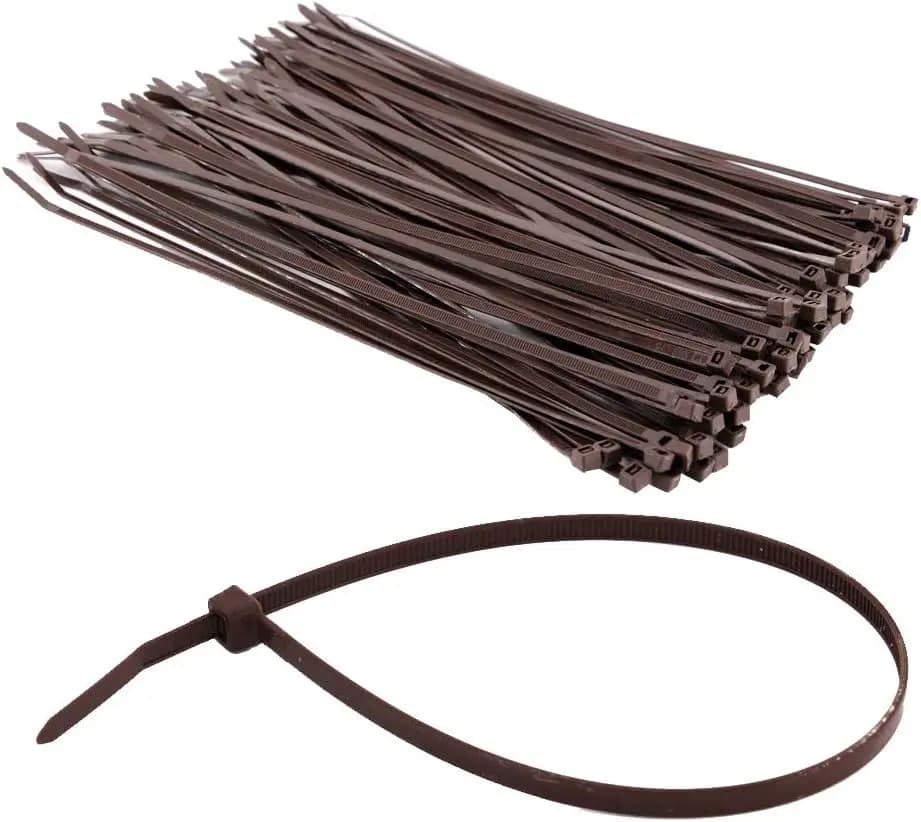 Fascette stringicavo marroni da 12 pollici, resistenti, 50 libbre, confezione da 100, per giardinaggio