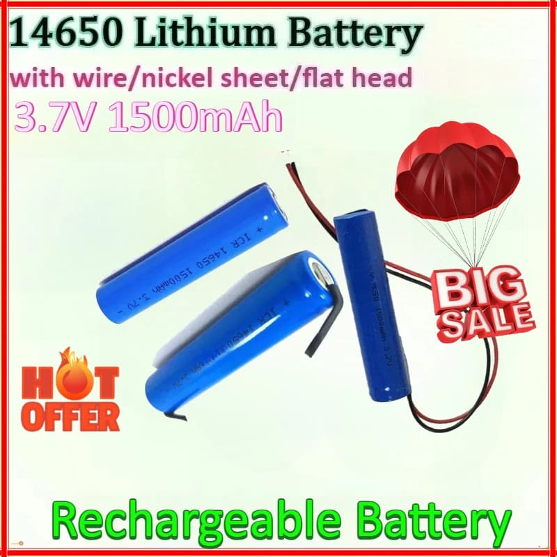 Nuovo 2 pz 14650 3.7 V 1500 mAh per Desktop Dentale Walkie Talkie Batteria con Foglio di Nichel Agli Ioni di Litio Li-Ion Batteria Ricaricabile
