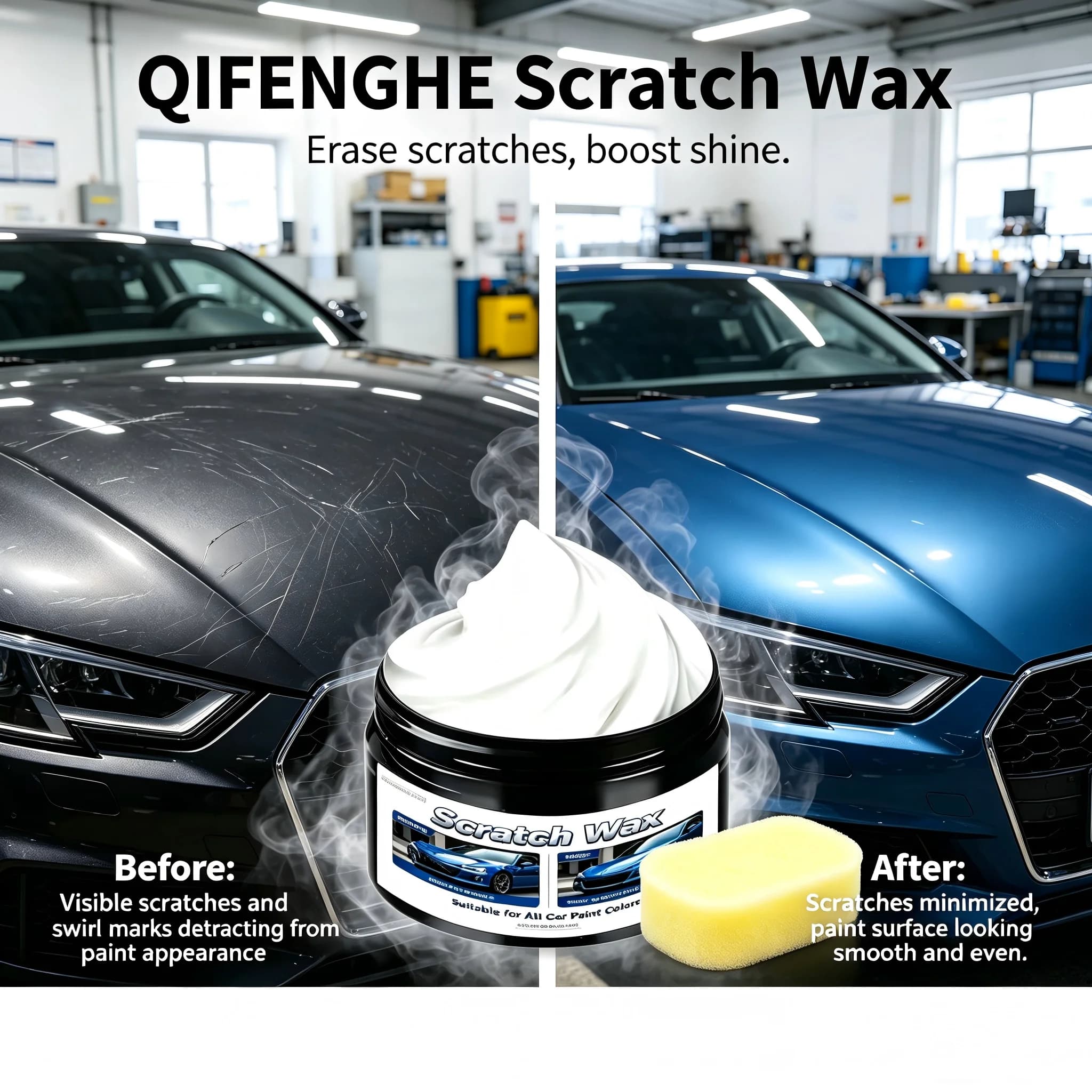 Cera Professionale da 70ML per Rimozione Graffi e Onde di Torsione Auto, Riparazione Nano per Graffi Visibili Minori e Difetti Fini, Leviga la Superficie della Vernice