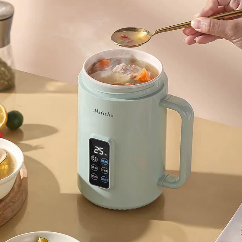 Pentola Elettrica per Porridge in Ceramica 220V/110V, Pentola per Stufati Domestica Completamente Automatica, Mini Pentola per Zuppe e Porridge, Spina EU/US