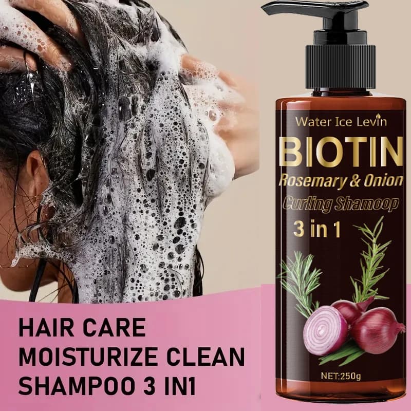 Biotin shampoo Foam three in one, moisturizing and rich in onion extract, moisturizing and polishing, delicate massage, soft and smooth hair after cleaning