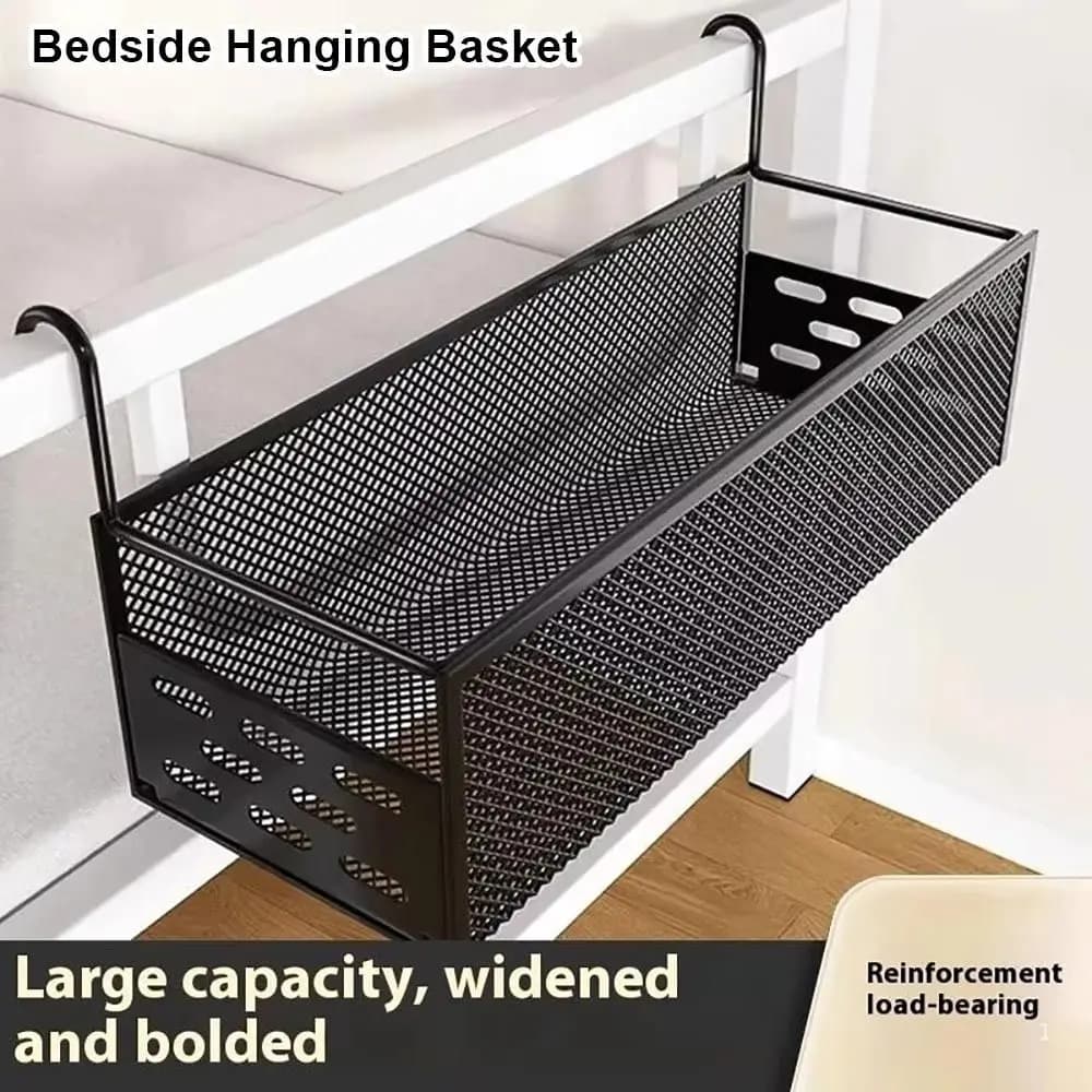 Suspended Iron Basket Resistant for Bedside Table, Bearing Without Drilling, Spare Mesh for Dormitory and Home