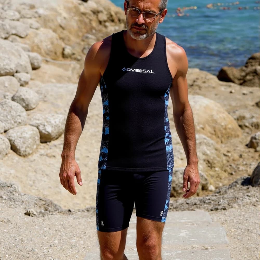 Gilet da surf senza maniche, canoa, immersioni subacquee, gilet/pantaloncini senza maniche in neoprene da 2 mm per aerobica acquatica, immersioni, surf, nuoto