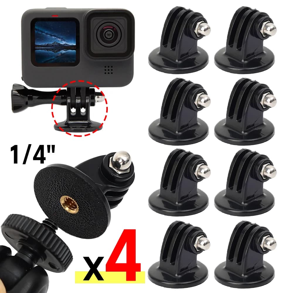 Adattatore per Treppiede 2-4 Pezzi con Attacco a Vite da 1/4" per GoPro Hero 13 12 11 10 9 8 7 6 5 DJI Insta360 Supporto per Action Camera