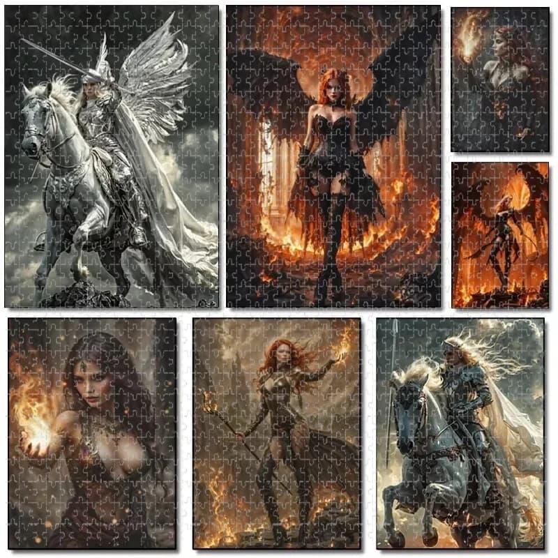 500 /1000 PCS Puzzle Lady Knight Dark Demon Diy for Adults Beginners - Handmade, Gifts Home Decoration Games Toy