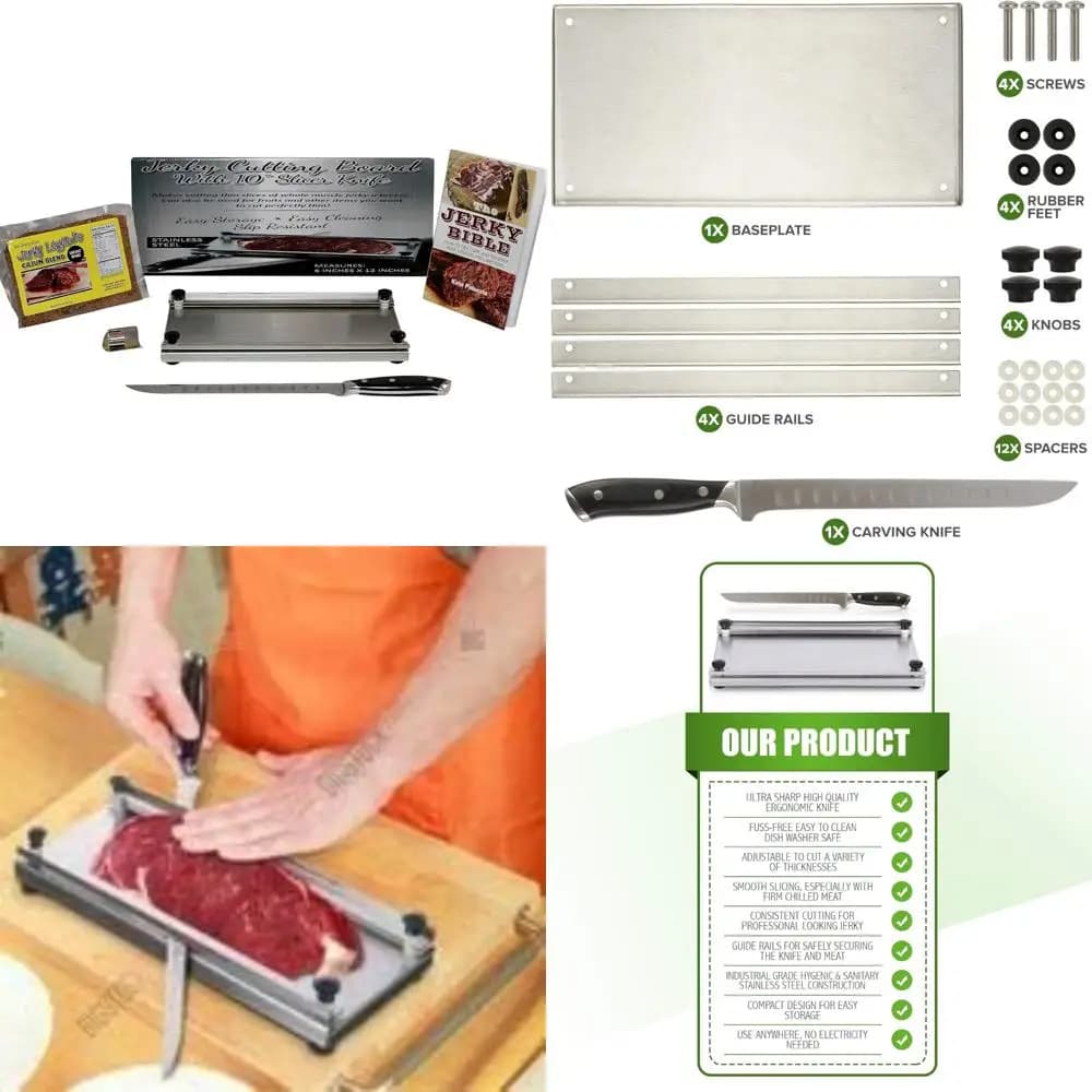 Professional meat production kit: cutting board, knife for slicer, carving knife, 8 ounces dressing and full guide