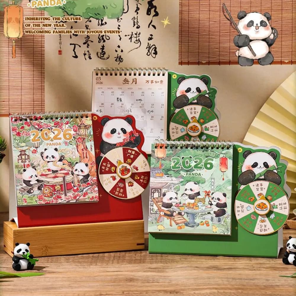 Calendario da tavolo Fashion Panda, multifunzione, in stile cinese, agenda, organizer, decorazione per la casa