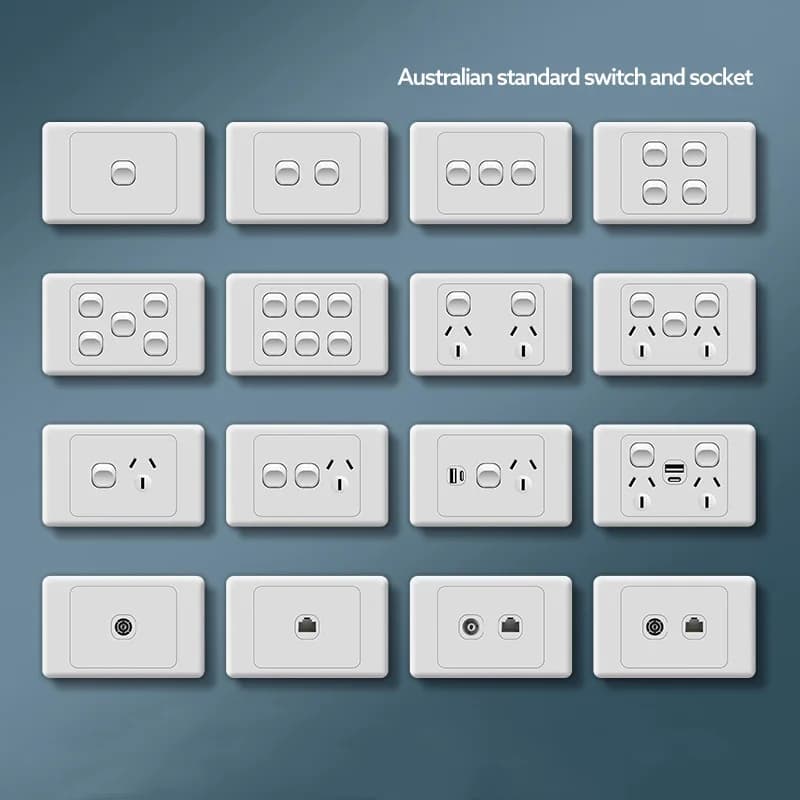 Australian/Silver socket with USB smart type-c for fast charging, 15A, fan switch with double USB socket for New Zealand.