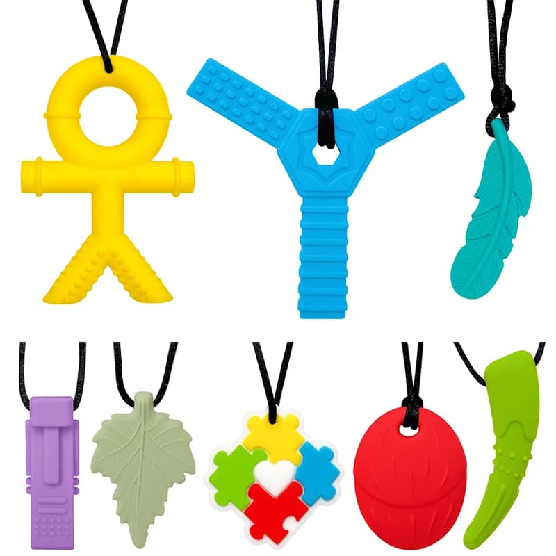 1 pz. Massaggiagengive in silicone per neonati, collana da masticare per bambini, ciondolo sensoriale masticabile, giocattoli per motricità orale, strumenti terapeutici per autismo ADHD, ottimi per bambini