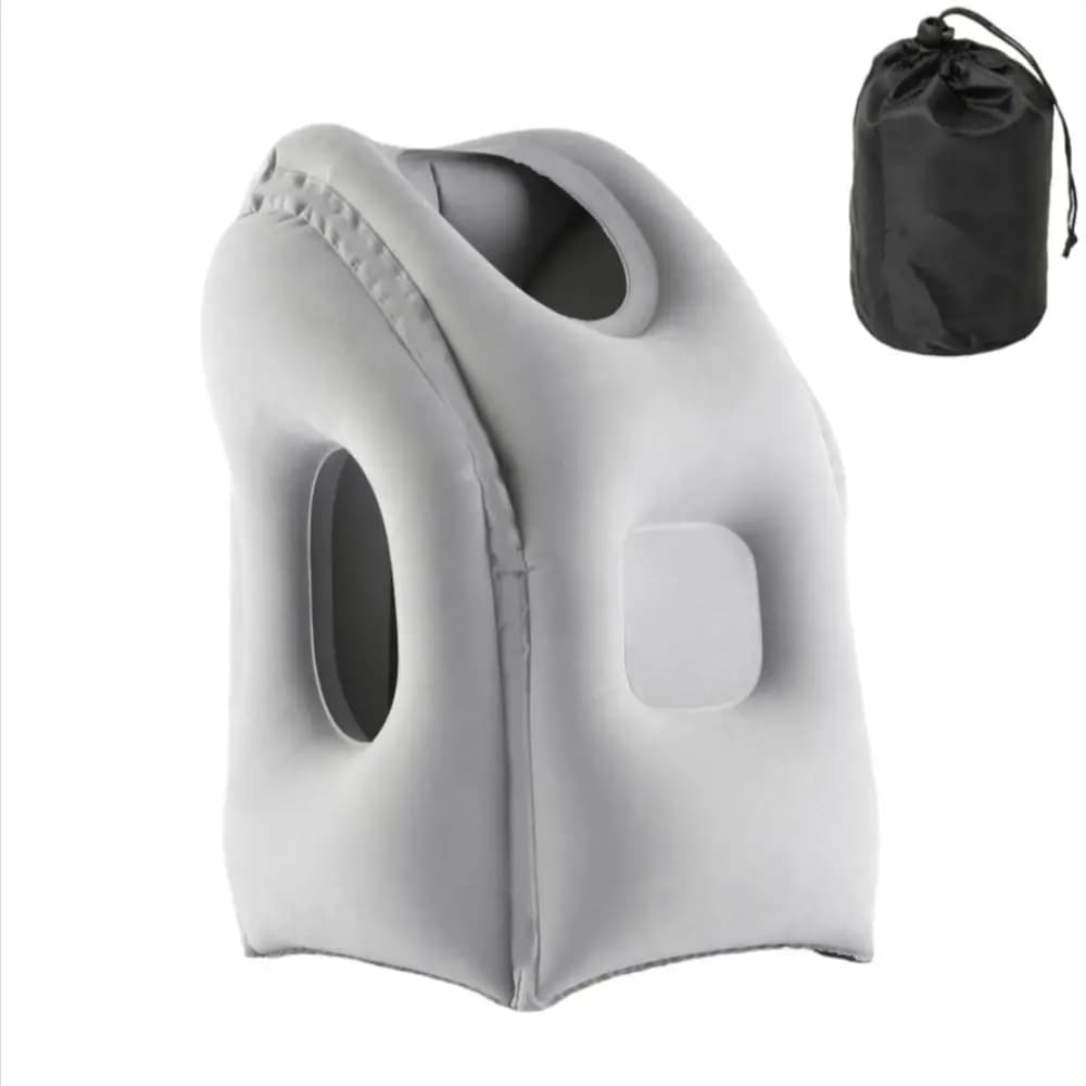 Cuscino per pisolino da ufficio in materiale PVC Cuscino d'aria Poggiatesta Cuscino da viaggio gonfiabile Supporto per la testa pieghevole Cuscino di supporto per il mento