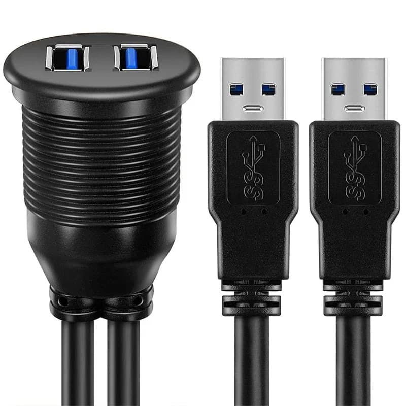 Cavo di prolunga per montaggio su auto da incasso AUX a 2 porte doppio USB 3.0 maschio a USB 3.0 femmina per cruscotto moto barca camion auto