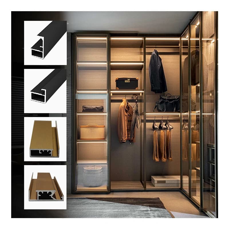 -Per mobili personalizzati Hardware Armadietto Telaio in alluminio Porta scorrevole Profilo in alluminio per porta in vetro dell'armadio e