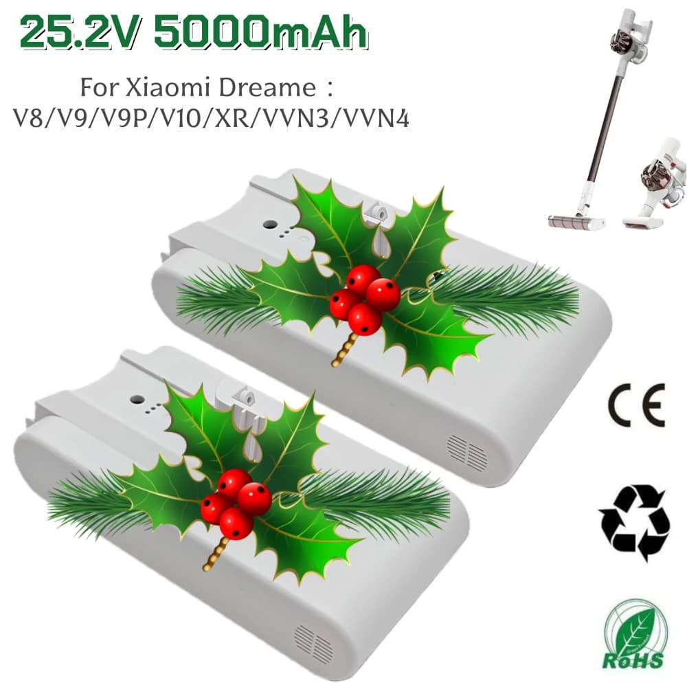 for Dreame V8 V9 V10 V9P V9B Dreame Vacuum Cleaner Battery 25.2V 5000mAh VVN3 VVN4 Cordless Dust Catcher Replacement Batteries