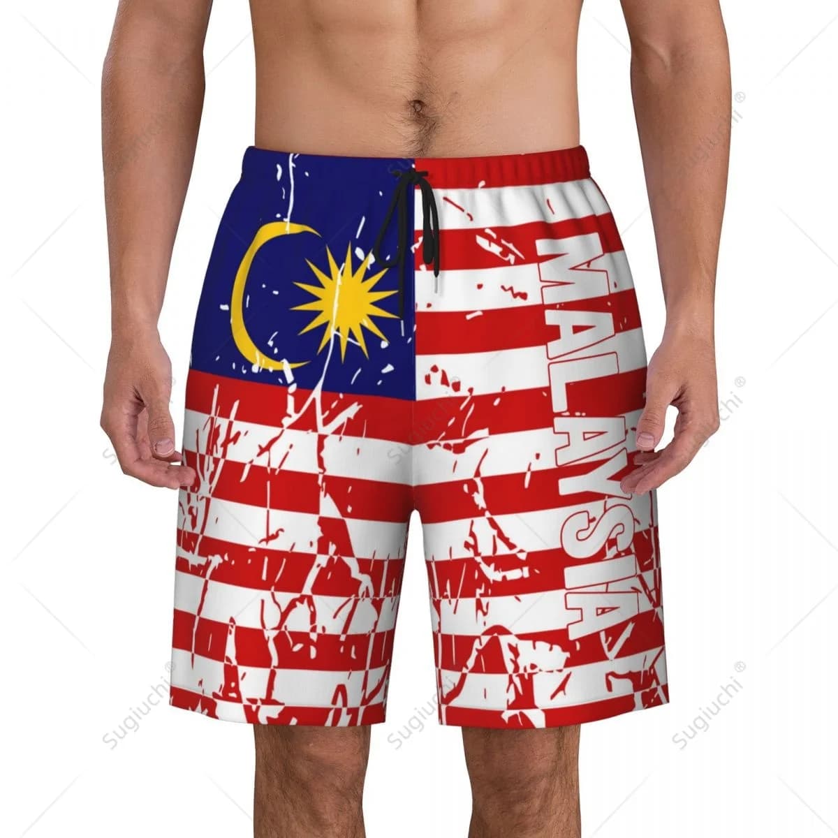 Men's Malaysia Flag Beach Pants Board Shorts Surfing Boys Soccer Cycling Swimwear Running Polyester