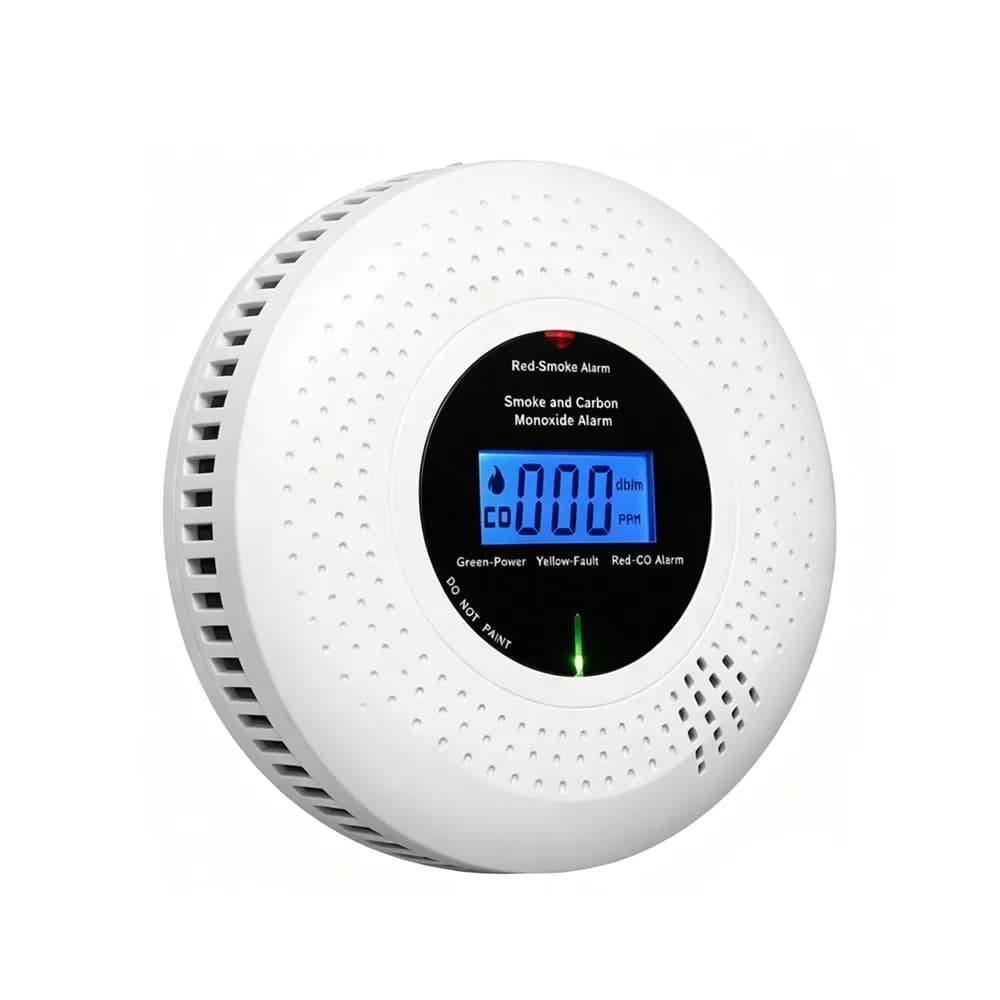 Allarme Intelligente WiFi TUYA 2-in-1 per Fumo e Monossido di Carbonio con Display LCD, Sensore di Sicurezza Domestica per Incendi e Gas CO