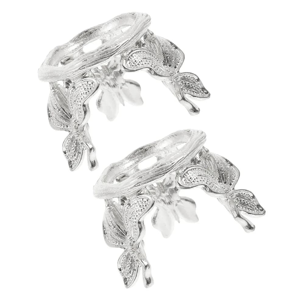 2Pcs Alloy Crystal Ball Display Base Elegant Butterfly Pattern Stand for Round Sphere Showcase Desktop Home Decor Accessory