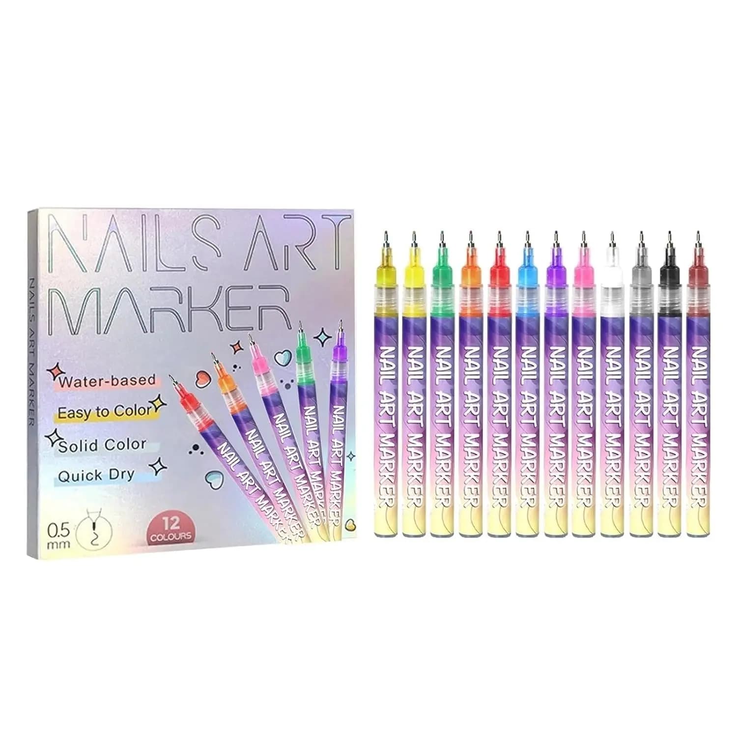 Set di Pennarelli Professionali per Nail Art, Strumento per Manicure Fai-da-Te con Punta Fine per Motivi Floreali e Astratti, Ricca Gamma di Colori