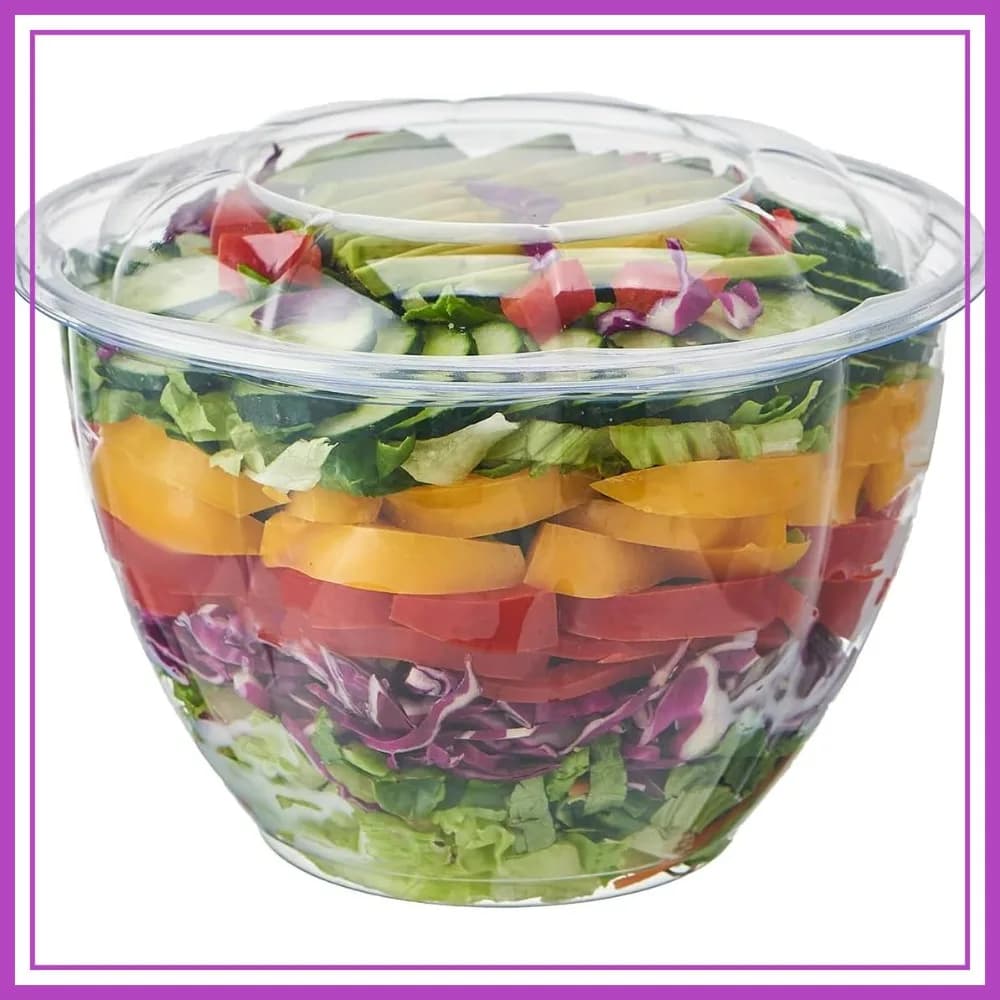 48 once 150 set di ciotole trasparenti in plastica per insalata con coperchi ermetici, contenitori monouso da asporto per frutta, quinoa, preparazione dei pasti.