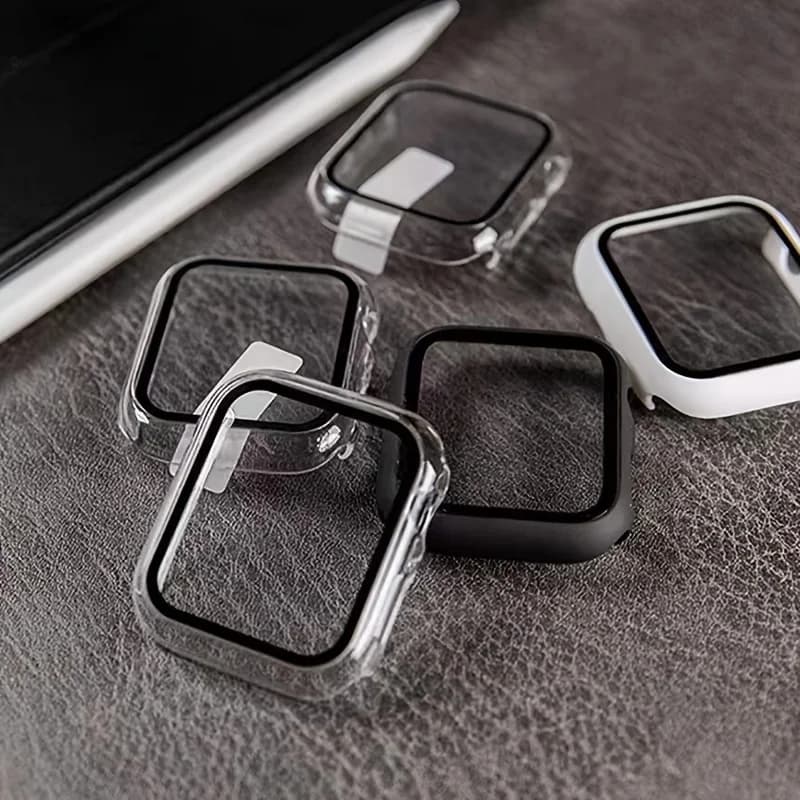 Tempered Glass+Case For Apple Watch series 9 8 7 6 5 4 3 SE 44mm 45mm 40mm 42 38 41mm cover bumper Screen Protector Accessories