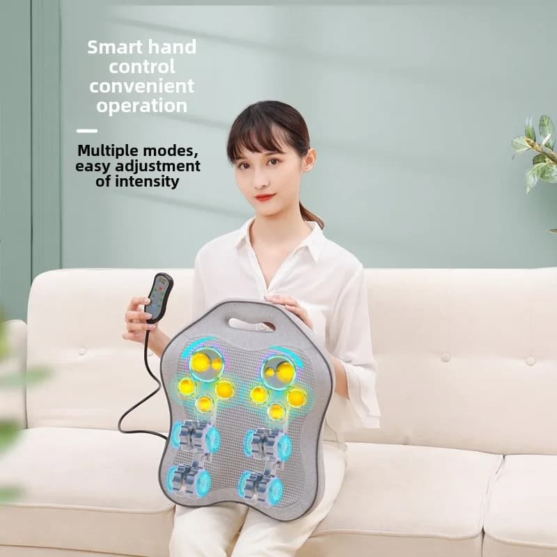 Electric Back Massager Heated Kneading Home Neck and Waist Open Back Lumbar Portable Full Body Massage Cushion With Hand Control