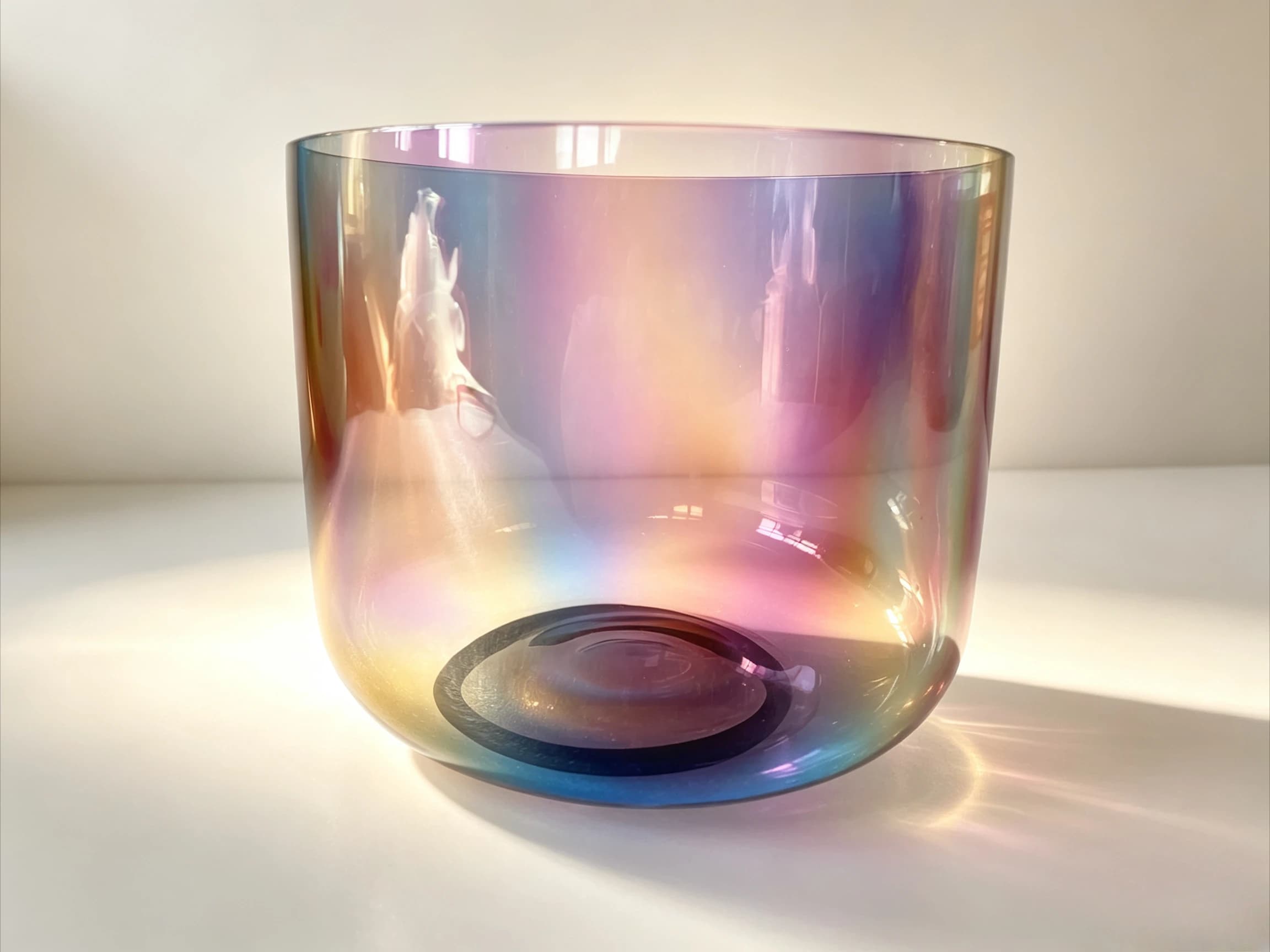 Star Linkup Crystal singing bowl light rainbow color 3rd octave perfect Pitch 432hz D note Sacral chakra or D# or E note Solar Plexus chakra