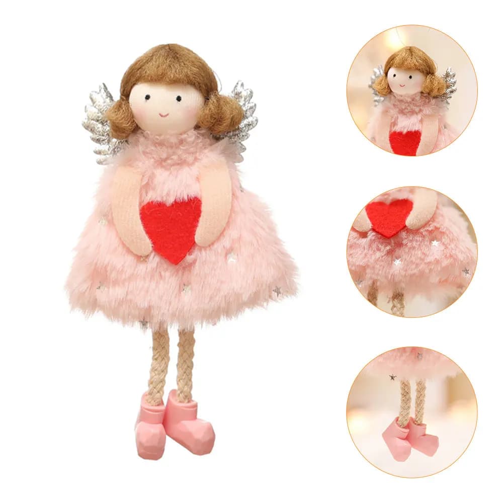 1Pcs Heart Shaped Angel Pendant Decorative Hanging Ornament for Bag Purse Backpack Keychain Car Mirror Home Office Gift Love