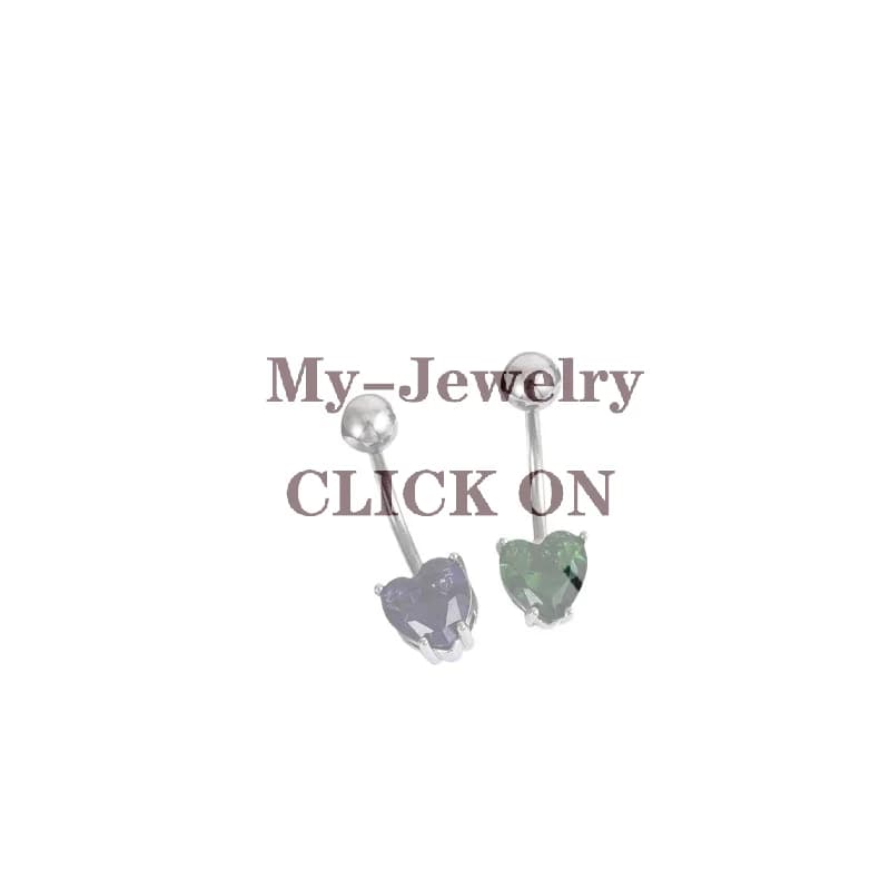 Anelli per ombelico in zircone a forma di cuore, antiruggine, stile Y2K, accessori per piercing all'ombelico per ragazze, per costumi da bagno e spiaggia