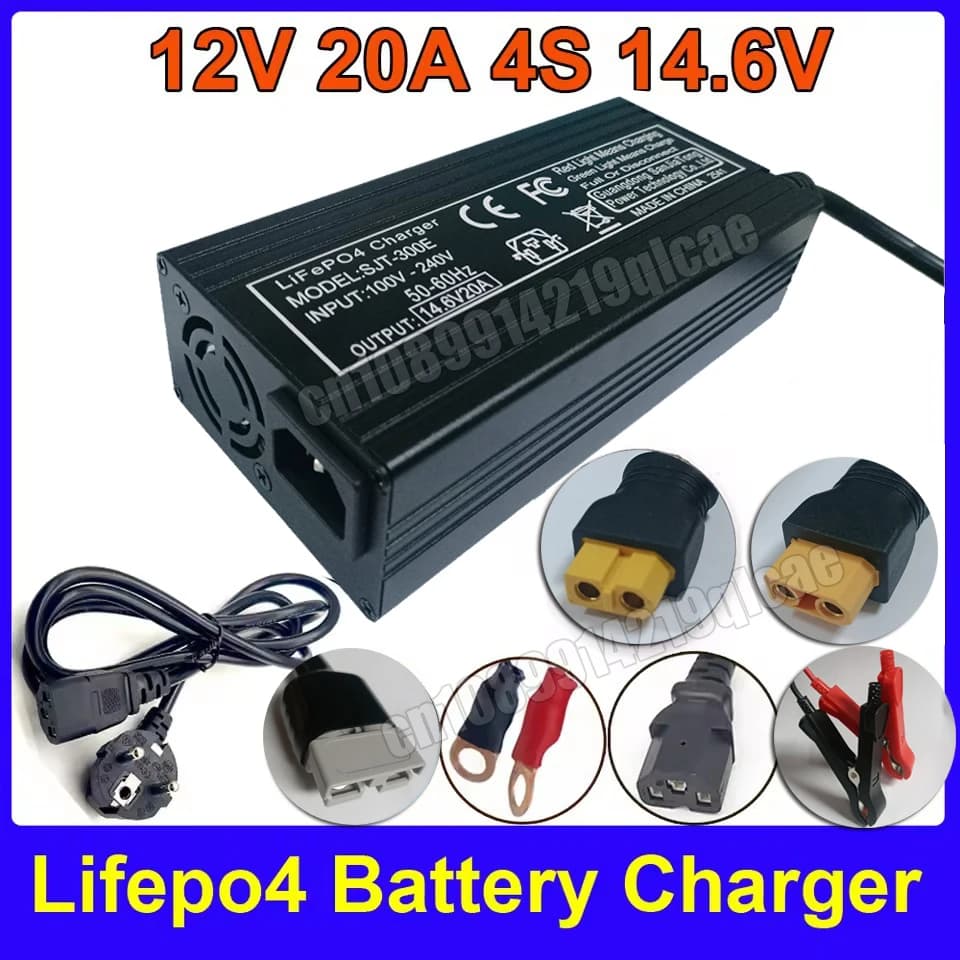 Caricabatteria intelligente 12V 20A per Lifepo4 al litio 4S Caricatore rapido 14,6V per pacco di ricarica batteria al litio fosfato ferro