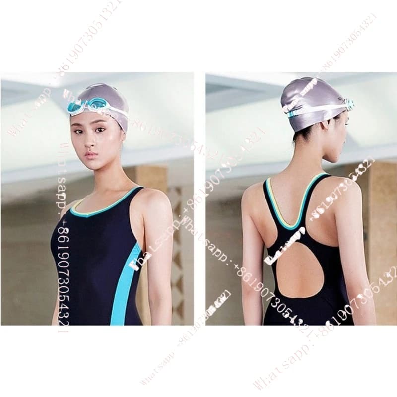 man and woman headset with long hair, waterproof silicone swim cap, fashionable ear protection, black swim head for adults