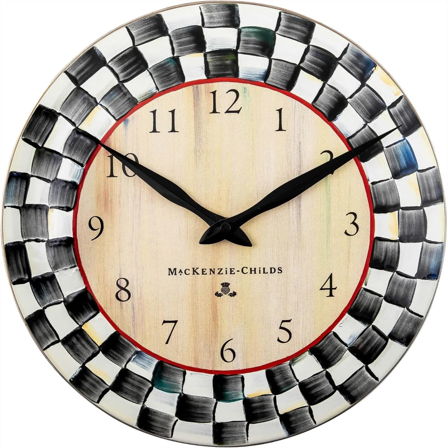 Orologio da Parete per Cucina e Soggiorno, Orologio Decorativo in Stile Courtly Check Bianco e Nero