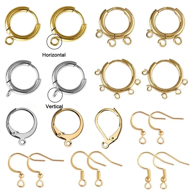 10-50pcs/Lot Stainless Steel Ear Hook Findings Earrings Clasps Hoop Earring For DIY Jewelry Earrings Making Supplies Accessories
