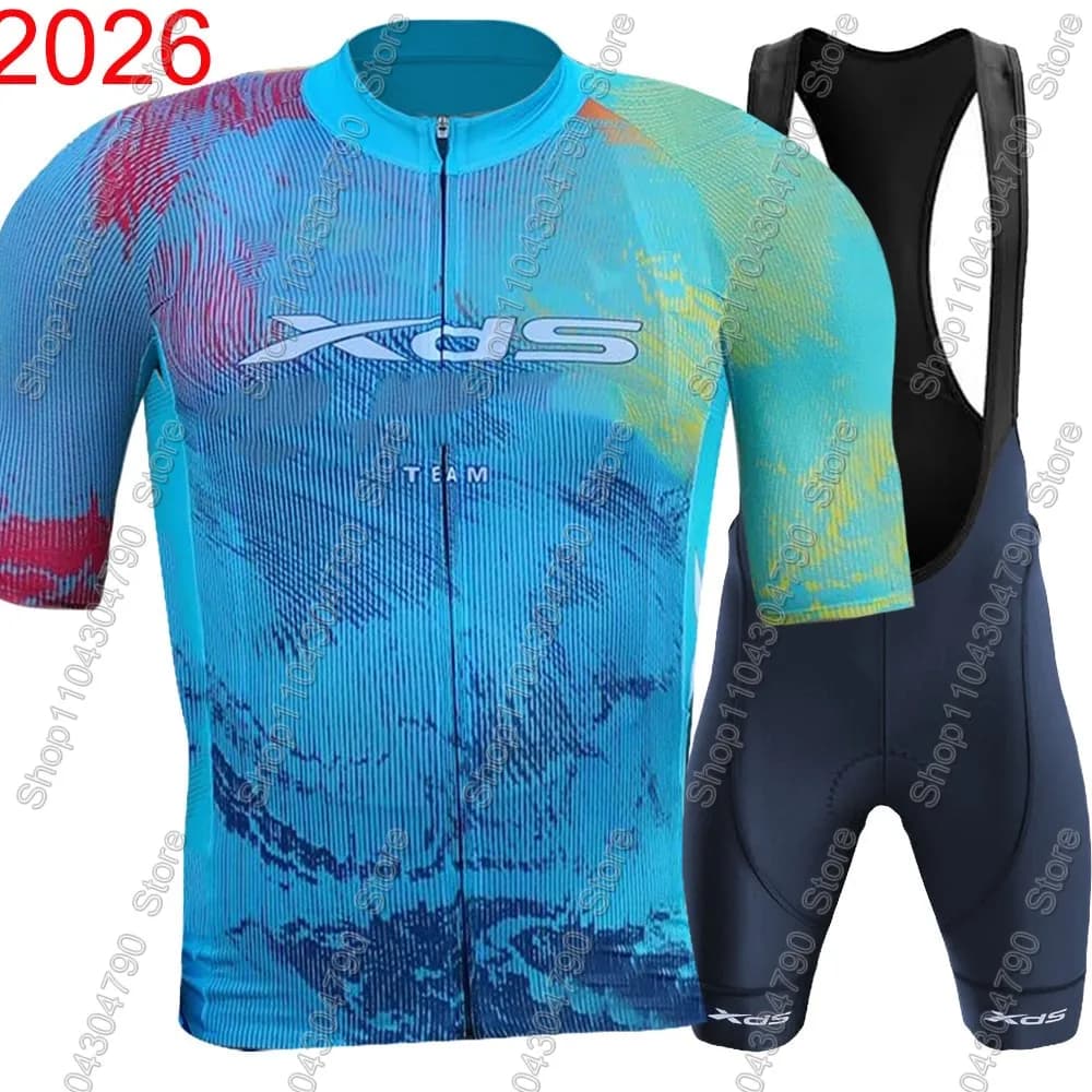 Set Maglia da Ciclismo XDS Pro Team 2026, Abbigliamento Estivo da Uomo a Maniche Corte, Completo per Bici da Strada, Magliette e Pantaloncini con Bretelle per MTB