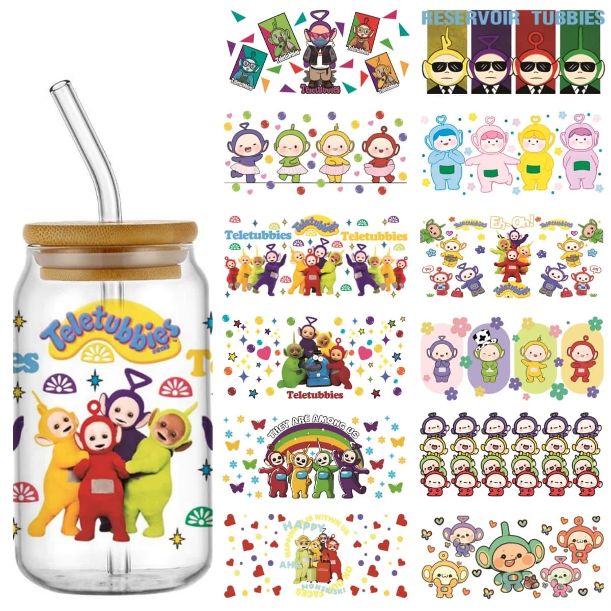 Adesivi decorativi Funko con motivo Teletubbies, 16oz, resistenti ai raggi UV, impermeabili, autoadesivi.