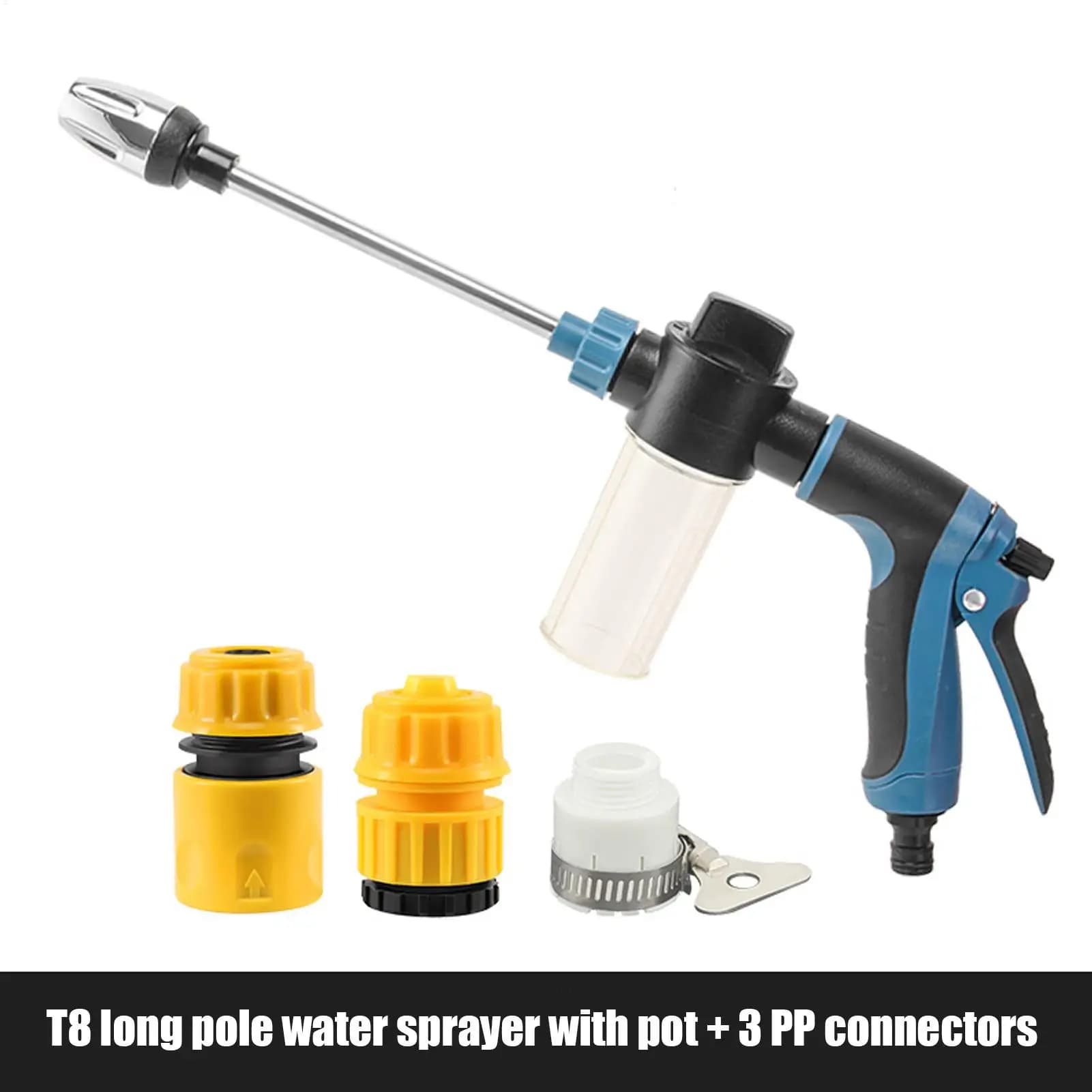 Spruzzatore Regolabile ad Alta Pressione per Lavaggio Auto, Tubo da Giardino Telescopico Multiuso per Dettagli Auto, Camion, Barche, Patio, Garage
