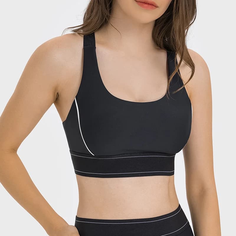 Reggiseno sportivo donna per yoga, abbigliamento fitness, spallacci regolabili con imbottitura