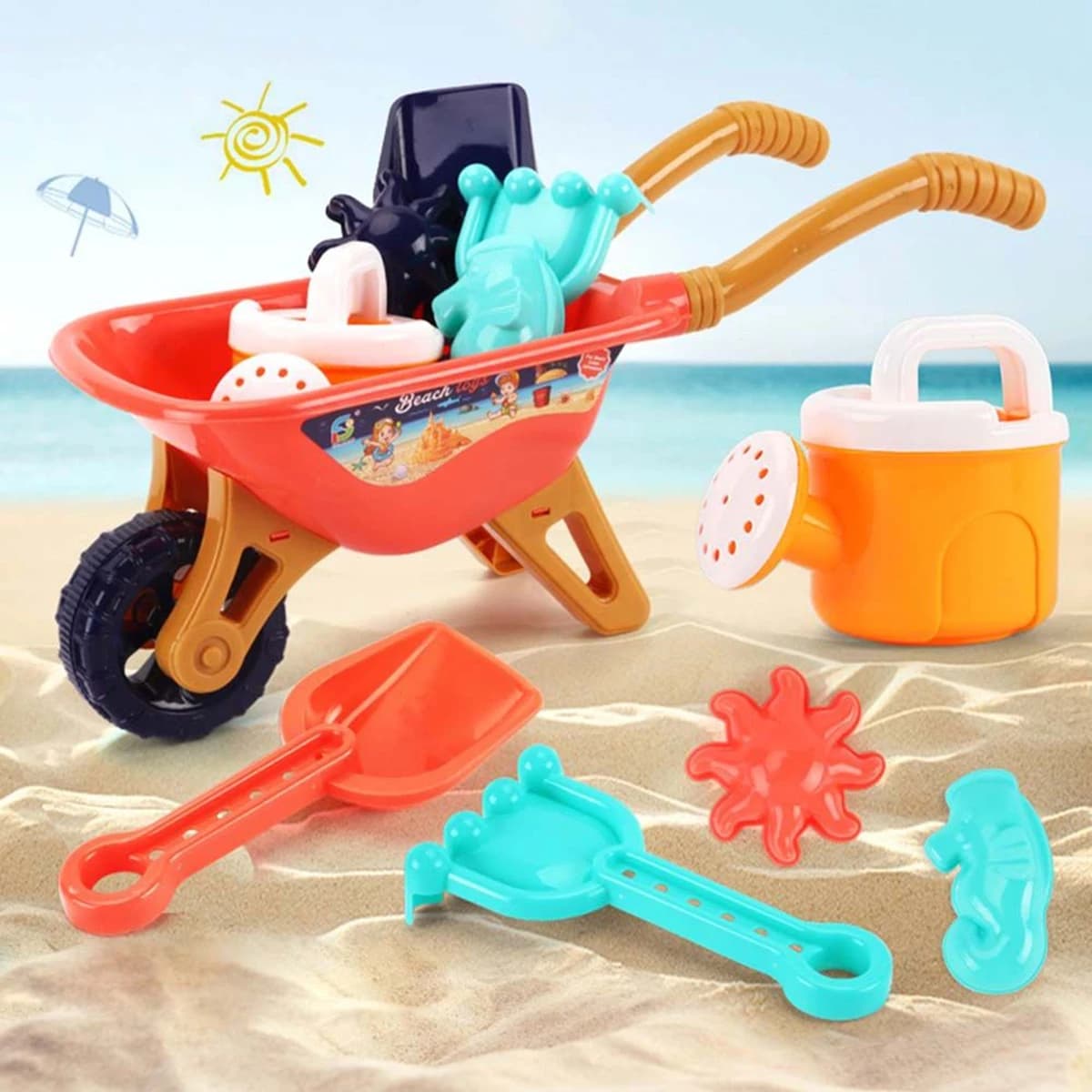 Set di giocattoli da spiaggia per bambini: pale, secchielli da spiaggia, strumenti per imbuto, giochi d'acqua estivi all'aperto per neonati