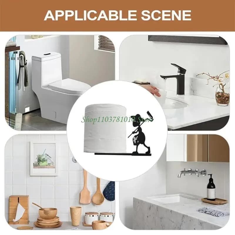 U55D Funny Animal Toilet Paper Holder Decorative Tissue Dispenser for Bathroom, Kitchen, Bedroom, and Living Room Black for