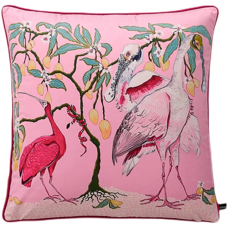 Fodere per cuscini Chinoiserie rosa 40x40 cm, stile tradizionale, con uccelli, cani, fiori e vasi, decorative, in velluto, doppio lato