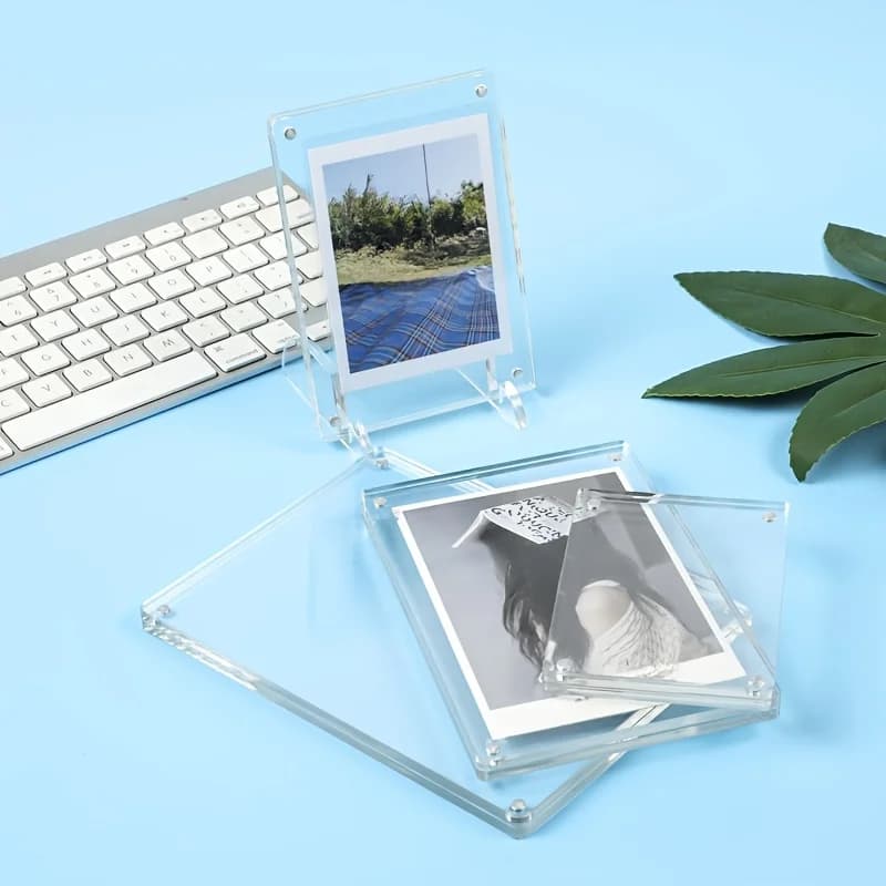 1/5pcs Acrylic Photo Frame - Transparent Desktop Picture Holder, Frameless Display for Photos, Cards & Art, Ideal Christmas