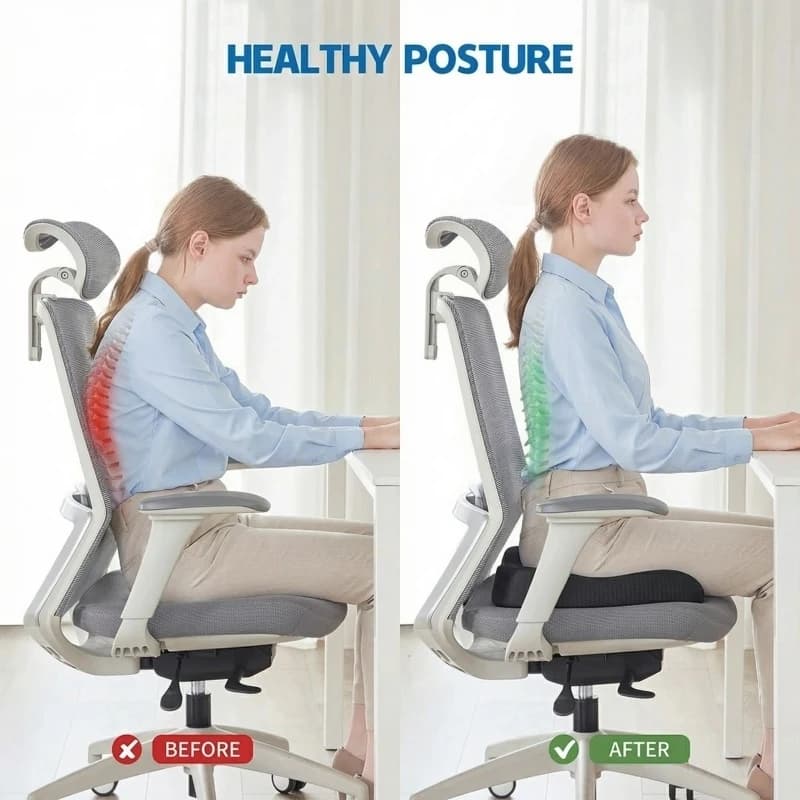 Cuscino Ortopedico in Memory Foam per Emorroidi, Supporto Lombare a Lento Ritorno, Traspirante, per Sollievo dal Dolore, per Auto e Sedia da Ufficio