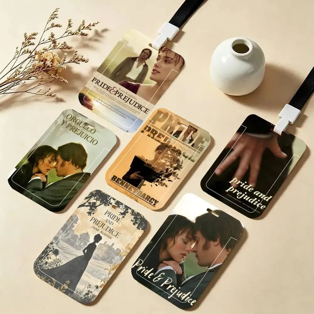 Movie P-Pride And Prejudice ID Card Holder Neck Strap Pendant Door Badge Holder Lanyards Keychain Work Credential Case Gift