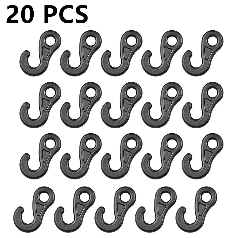 20-Pack Durable S-Shaped Plastic Camping Awning Hook Clips, RV Tent Hangers for Caravan Camper Accessories