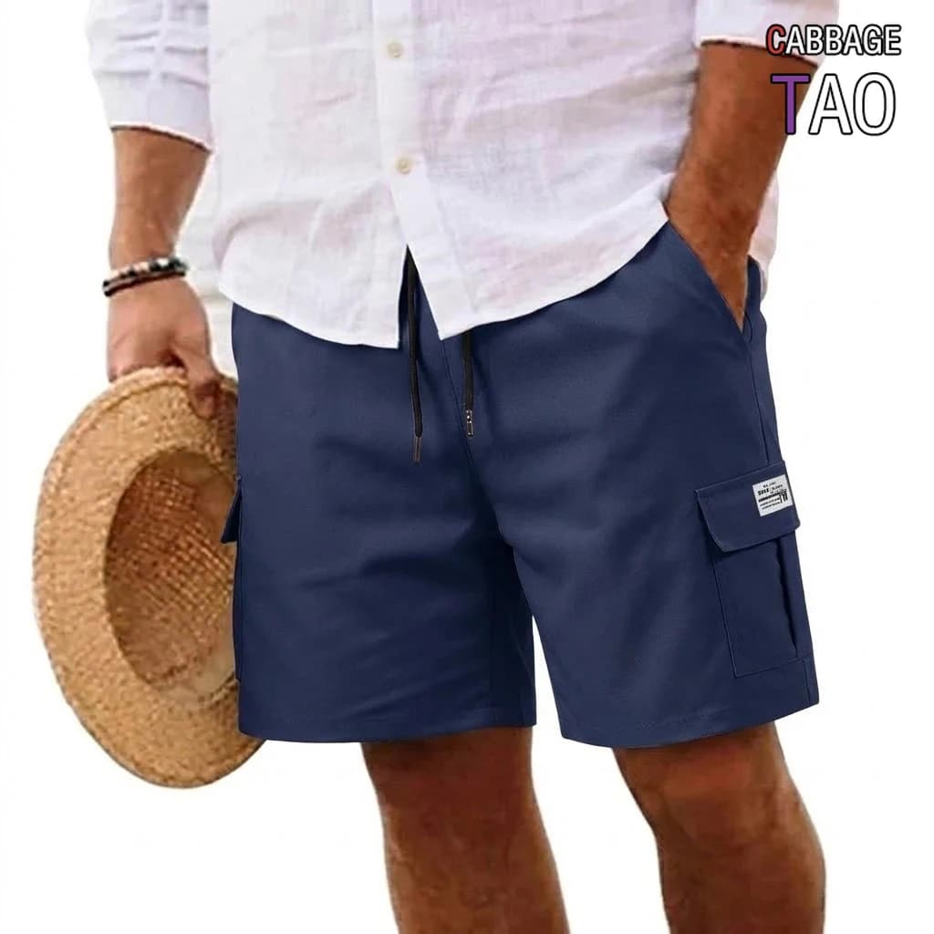 Mens Korean Casual Cargo Shorts Plus Size Knee Length Bottoms Multi Pocket Summer Shorts Ideal for Running and Daily Work Wear
