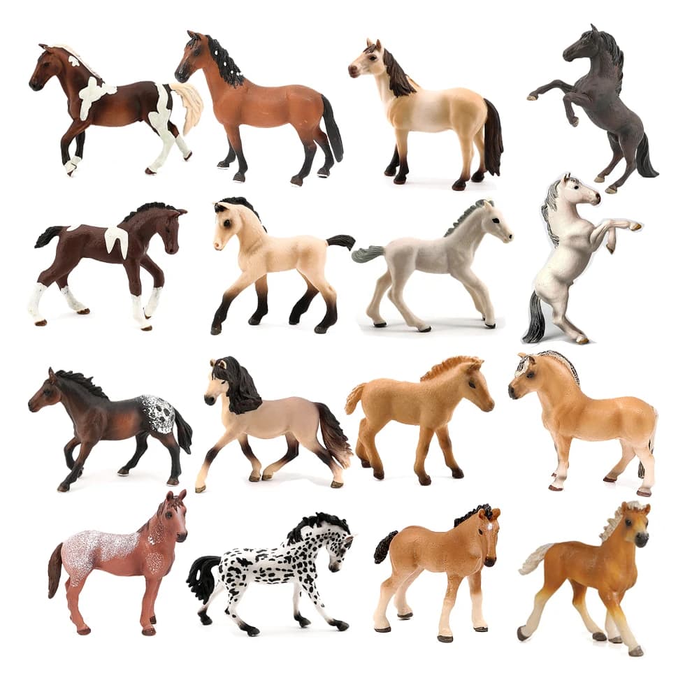 Figurina di cavallo Animali da fattoria in plastica Giocattolo Cavalli Figurine Mustang Appaloosa Fjord Giocattoli Action Figure Regali per bambini Regalo di Natale