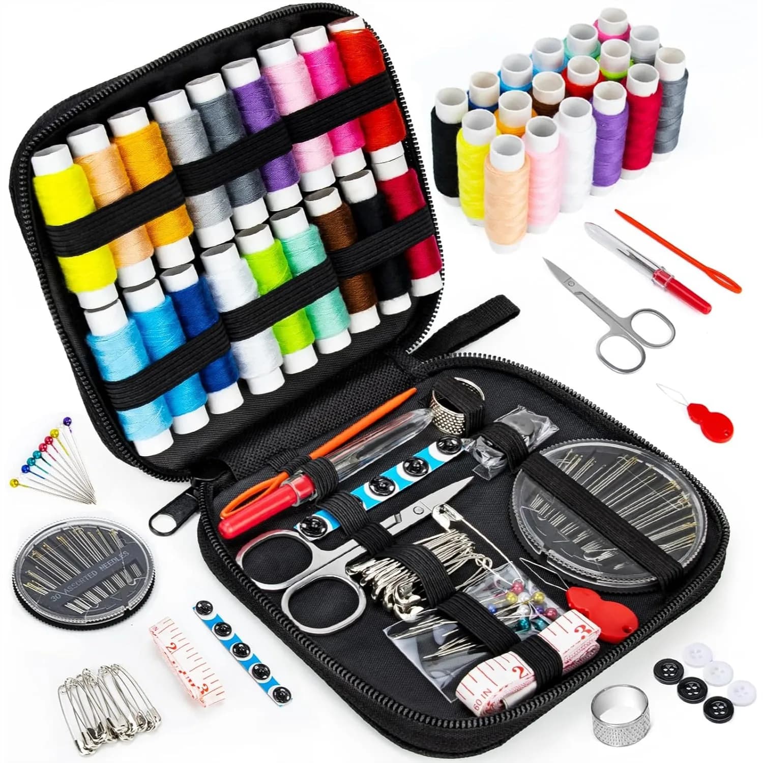 Kit da Cucito da 87 Pezzi con Accessori per Ricamo, Set Completo Premium per Riparazioni, per Adulti e Principianti, Kit da Cucito Portatile da Viaggio