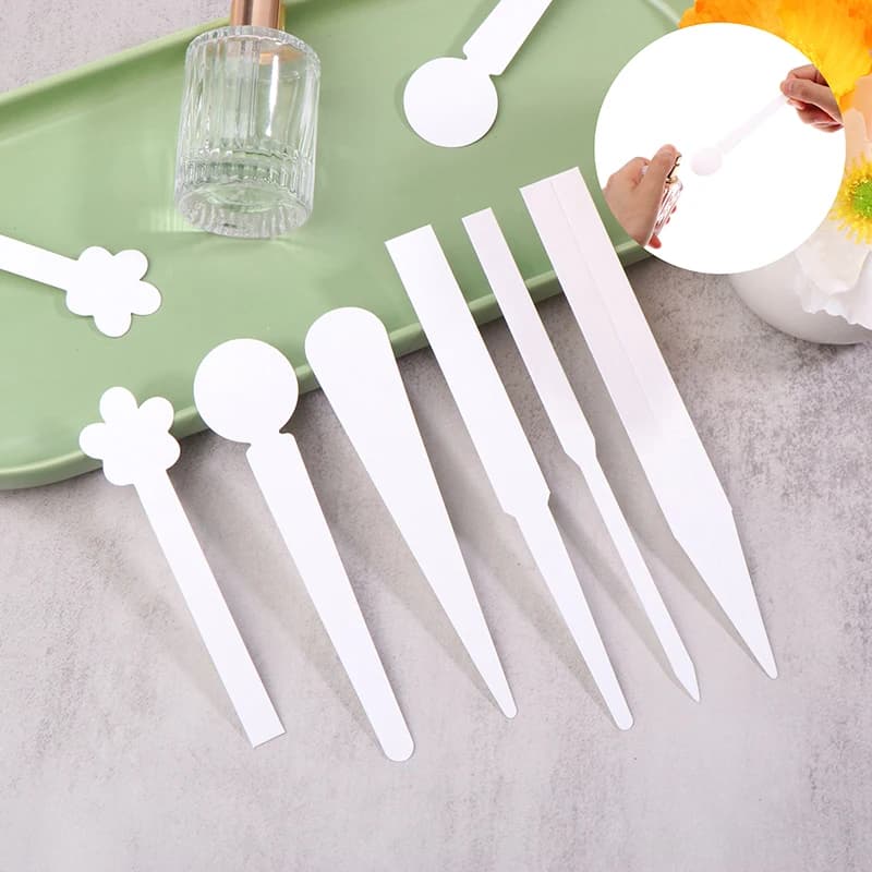 【100Pcs Round Head Testing Aromatherapy Fragrance Perfume Essential Oils Test Tester Paper Strips Flower Shape】