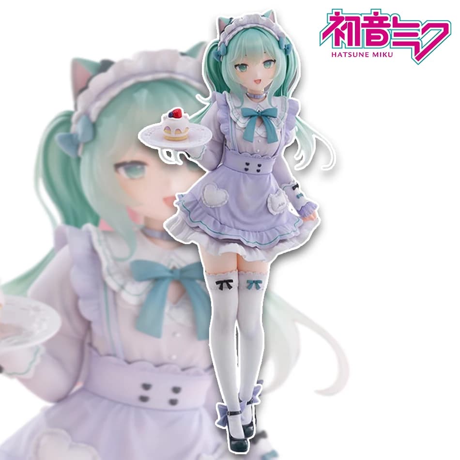 Disponibile Nuovo Modello Hatsune Miku X Nachoneko, Action Figure Anime con Vestito da Cameriera e Orecchie da Gatto, PVC 25CM, Giocattoli da Collezione e Regali