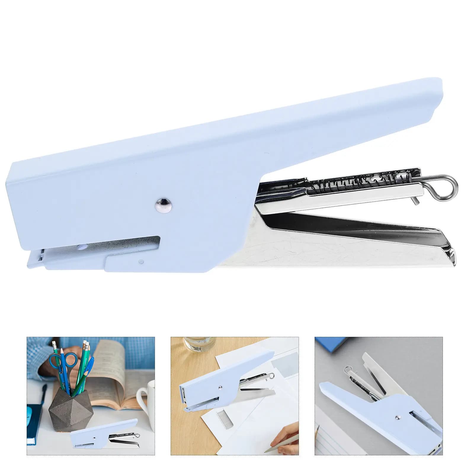 Portable Metal Stapler Standard Size Heavy Duty Desk Stapler Non Slip Base Handheld Office Student Home Stationery